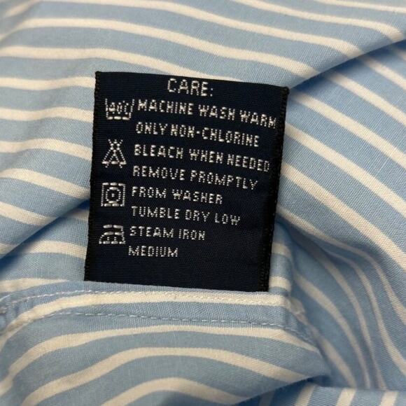 Ralph Lauren Blue and White Striped Button Down Shirt - Picture 7 of 9